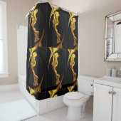 Rideaux De Douche Luxury Full Gold Swirl Black Waterproof Bathroom (En situation)