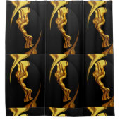 Rideaux De Douche Luxury Full Gold Swirl Black Waterproof Bathroom (Devant)