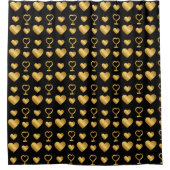 Rideaux De Douche Luxury Gold Foil Hearts on Black (Devant)