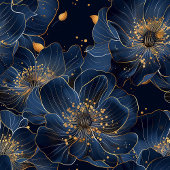 Rideaux De Douche Luxury Navy Gold Floral Pattern Curtain Bathroom