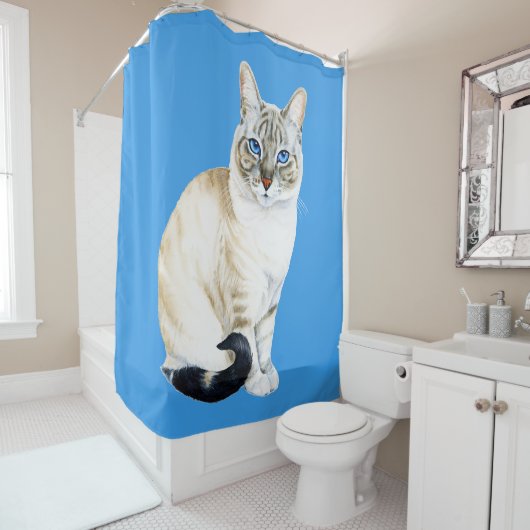 Rideaux De Douche Lynx Point Siamese Chat (En situation)