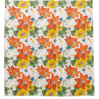 Rideaux De Douche Lys asiatiques tulipes matinale glaces motif