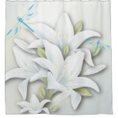 Rideaux De Douche Lys blancs et libellules (Devant)