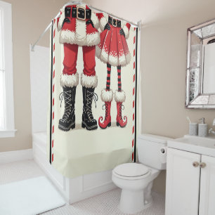 Rideaux De Douche M. & Mme Claus Maigre Rouge Noir Fêtes