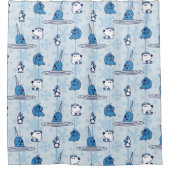Rideaux De Douche M. Narwhal Blue Snowflake Motif (Devant)