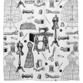 Rideaux De Douche machine à coudre victorienne antique noir blanc to (Devant)