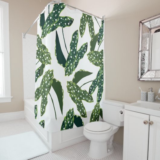 Rideaux De Douche Maculata Spotted Begonia Boho Chic (En situation)