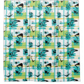 Rideaux De Douche Madras du milieu du siècle (Devant)