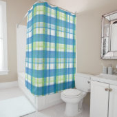 Rideaux De Douche Madras Plaid Green and Blue (En situation)
