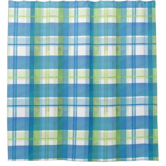 Rideaux De Douche Madras Plaid Green and Blue (Devant)