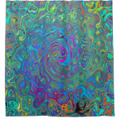 Rideaux De Douche Magenta, Bleu et Mousse verte Retro Swirl (Devant)