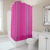 Rideaux De Douche Magenta Zigzag (En situation)