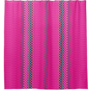 Rideaux De Douche Magenta Zigzag