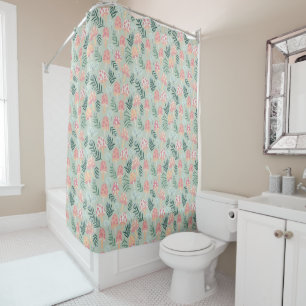 Rideaux De Douche Magic Champignons Motif de forêt rose vert