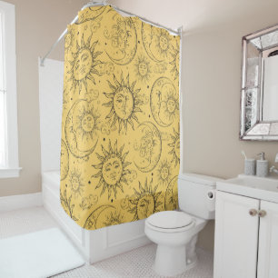 Rideaux De Douche Magie Jaune Vintage Céleste Soleil Lune Étoiles