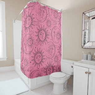 Rideaux De Douche Magie Rose Vintage Céleste Soleil Lune Étoiles