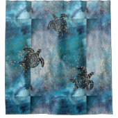 Rideaux De Douche Magique Tortue de mer Glittery Bleu (Devant)