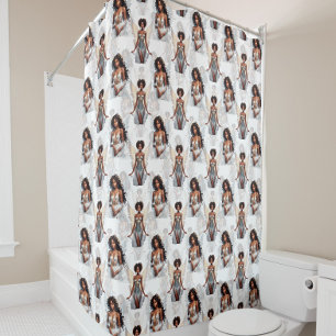 Rideaux De Douche Magnifique motif de design d'anges de fille noire