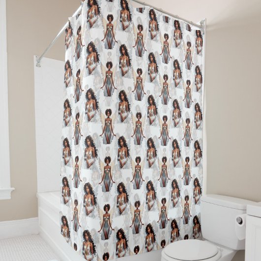 Rideaux De Douche Magnifique motif de design d'anges de fille noire