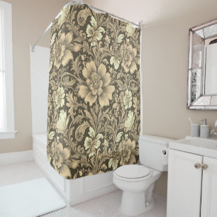 Rideaux De Douche Magnifique motif floral sépia vintage