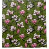 Rideaux De Douche Magnolia en floraison et oiseau de tireur 2 (Devant)