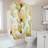 Rideaux De Douche Magnolia Eucalyptus : Aquarelle Impression transpa (En situation)