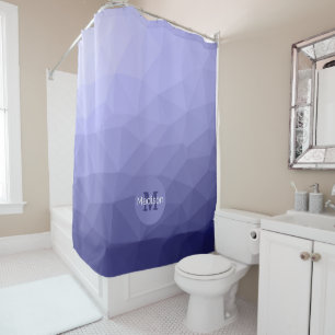 Rideaux De Douche Maille violet bleu gris foncé motif Monogramme