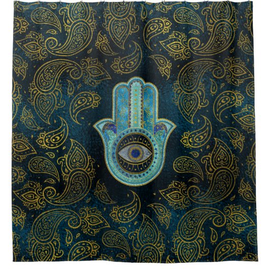 Rideaux De Douche Main décorative de Hamsa avec l'arrière - plan de (Devant)