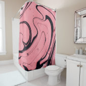 Rideaux De Douche Main en marbre rose noir dessinée (En situation)
