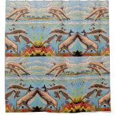 Rideaux De Douche Main Painted by Number | Dolphins | (Devant)
