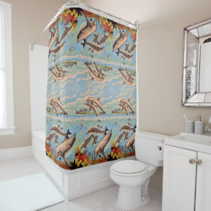 Rideaux De Douche Main Painted by Number Dolphins