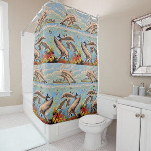 Rideaux De Douche Main Painted by Number Dolphins