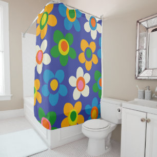 Rideaux De Douche Maisie Fleurs colorées Bleu mignon Motif