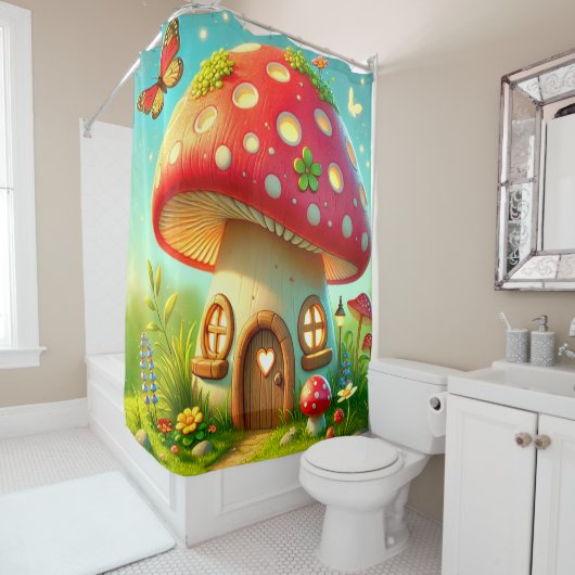 Rideaux De Douche Maison de champignons (En situation)