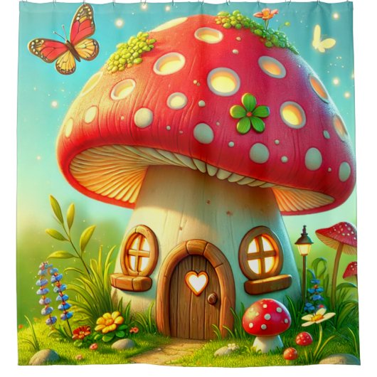 Rideaux De Douche Maison de champignons (Devant)