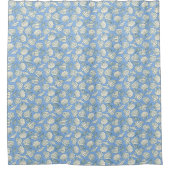 Rideaux De Douche Maison de plage coquillages bleue côtière (Devant)