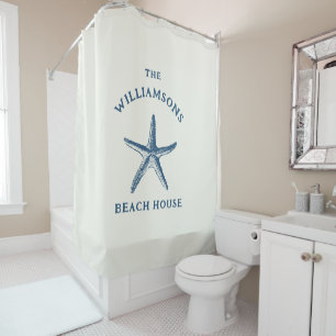 Rideaux De Douche Maison de plage de Starfish Côte Bleue Personnalis