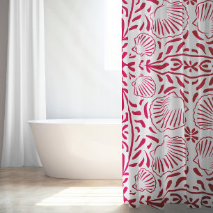 Rideaux De Douche Maison de plage moderne en corail rouge coquillage