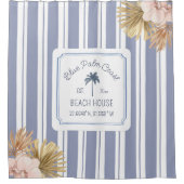 Rideaux De Douche Maison de plage Rayures bleues Côtière Boho Maison (Devant)