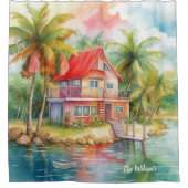 Rideaux De Douche Maison de plage Tropical (Devant)
