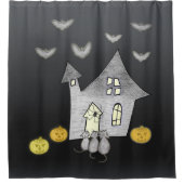 Rideaux De Douche Maison d'Halloween, Chats noirs, Chats, Chauves-so (Devant)