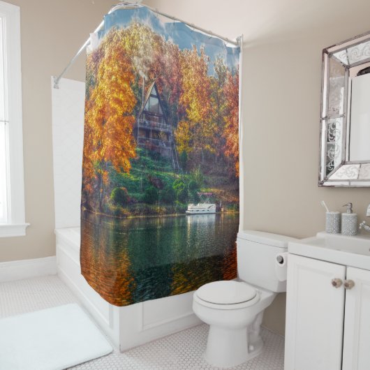 Rideaux De Douche Maison sur le lac (En situation)