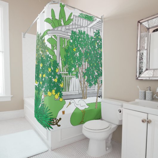 Rideaux De Douche Maison Tropicale (En situation)