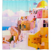 Rideaux De Douche Maisons colorées Oia Santorin, Grèce (Devant)