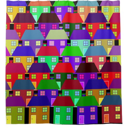 RIDEAUX DE DOUCHE MAISONS COMMUNAUTÉ MAISON COLORÉE (Devant)