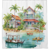 Rideaux De Douche Maisons de plage Whimsical (Devant)