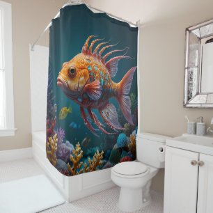 Rideaux De Douche Majestic Orange Sea Fish Beauté