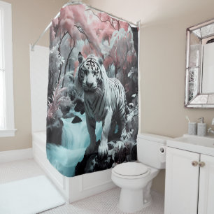 Rideaux De Douche Majestic White Tiger près de la salle de bain Casc