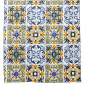 Rideaux De Douche Majolica, citrons, tuiles siciliennes   (Devant)