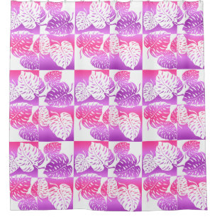 Rideaux De Douche Makua Monstera Tropical Hawaiian Striped Blend